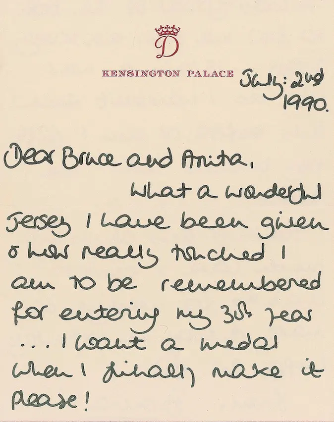 Surat Putri Diana. (RR AUCTIONS)