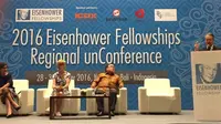 Menteri PPN/Kepala Bappenas Bambang Brodjonegoro dalam acara Regional UnConference yang diadakan oleh Alumni Eisenhower Fellowship, di Nusa Dua, Bali. 