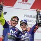 Bos Yamaha, Massimo Meregalli, lega kedua pebalapnya, Valentino Rossi dan Maverick Vinales mampu meraih podium kedua dan ketiga di MotoGP Jerman 2018. (Instagram/@yamahamotogp)