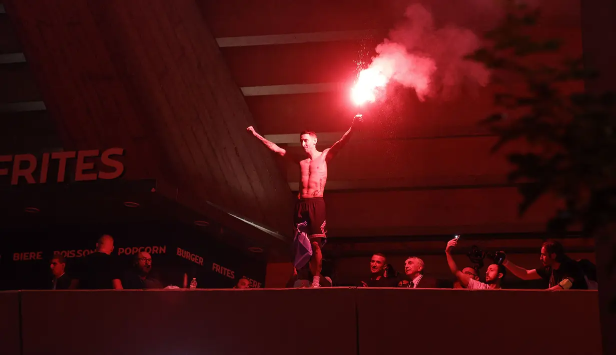 Gosip menyebut Di Maria bakal merapat ke Juventus selepas meninggalkan PSG. Kedua belah pihak dikabarkan sudah mencapai kata sepakat terkait kontrak. Ia bakal datang ke Allianz Stadium dengan status free transfer. (AFP/Geoffroy Van Der Hasselt)