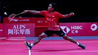 Tunggal putra Indonesia Anthony Sinisuka Ginting saat berlaga pada BWF World Tour Finals 2019 di Tianhe Gymnasium, Tiongkok. (foto: PBSI)