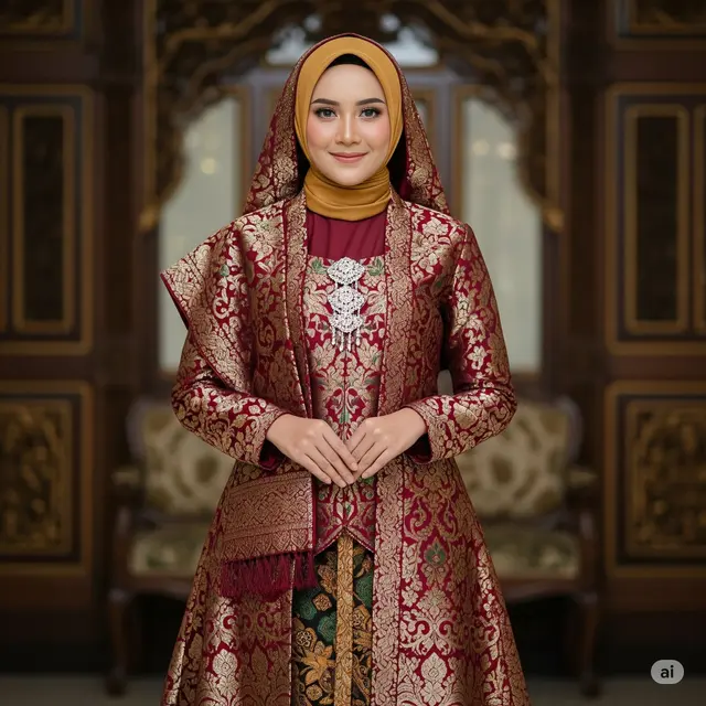 Gamis Brokat + Outer Brokat Panjang