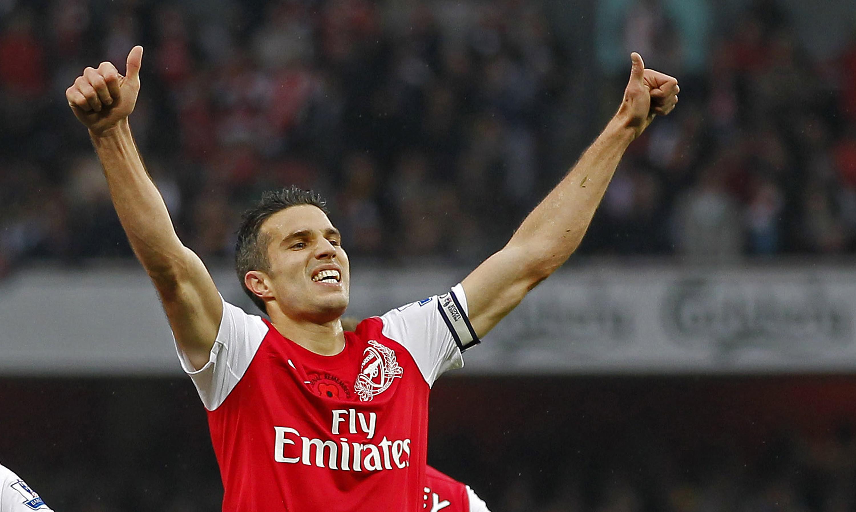 Robin Van Persie bermain di Arsenal pada tahun 2004-2012. Selama 8 tahun, Van Persie bermain dalam 279 partai dan mencetak 132 gol. (AFP/Ian Kington)