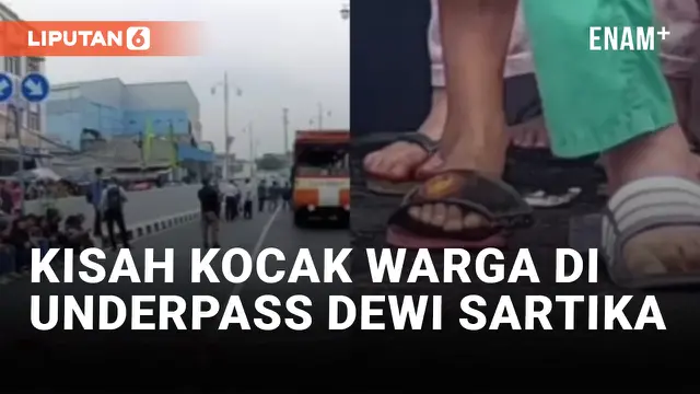 Kocak! Sandal Warga Nempel di Aspal Underpass Dewi Sartika