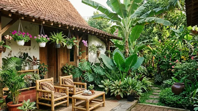 Ide Teras Rumah Desa dengan Kebun Campur Biar Multifungsi