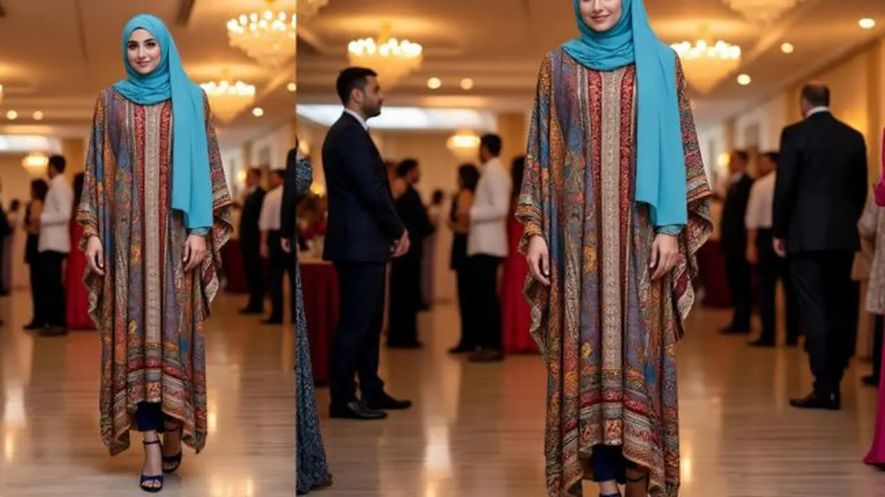 Ilustrasi Baju Kondangan Wanita Hijab (Sumber Gambar: Meta AI)