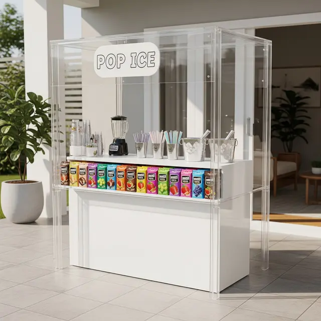 Desain Booth Pop Ice di Depan Rumah