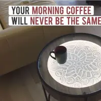Ngopi pagi nggak lagi datar dengan meja unik yang bisa melukis irama ini. (Via: boredpanda.com)