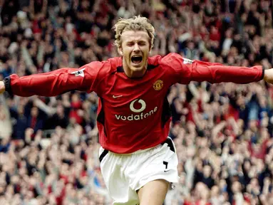 David Beckham - Pemain yang pernah menjadi ikon Manchester United ini tercatat 11 tahun berada di Old Trafford. Hubungan yang kurang baik dengan Sir Alex Ferguson membuat Beckham akhirnya memilih hengkang ke Real Madrid pada tahun 2003. (AFP/Paul Barker)