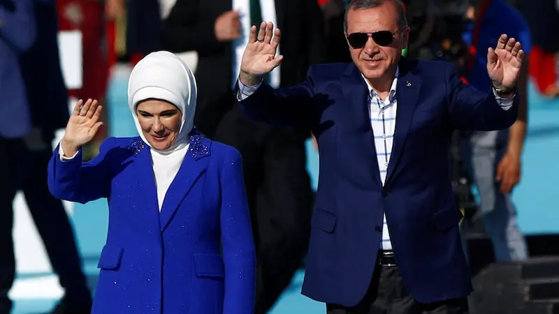 Presiden Turki,  Recep Tayyip Erdogan dan istrinya, Emine