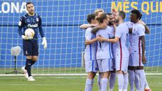 Barcelona sukses meraih kemenangan atas Girona FC pada laga uji coba pramusim yang digelar di Stadion Johan Cruyff, Barcelona, Sabtu (24/7/2021). (Foto: AFP/Pau Barrena)