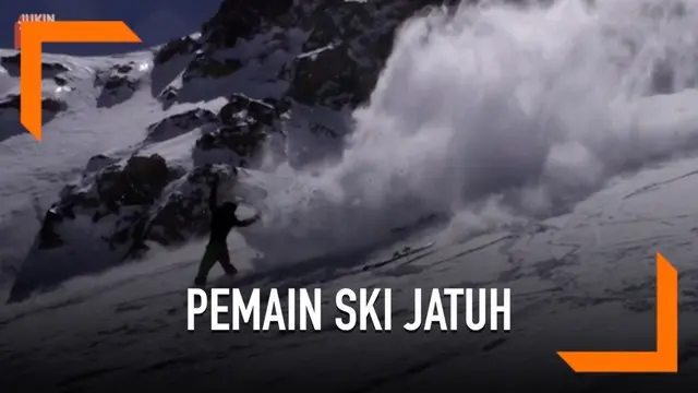 Rekaman seorang pemain ski terjatuh hingga terpental di pegunungan Sierra Nevada di California.