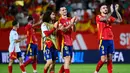 Keunggulan Spanyol 1-0 atas Denmark bertahan hingga akhir pertandingan. (JOSE JORDAN/AFP)