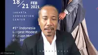 National Chairman Indonesia Fashion Chamber Ali Charisma dalam jumpa pers virtual Muffest 2021. (Liputan6.com/Dinny Mutiah)