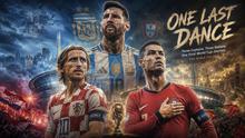 Luca Modric (Kroasia), Lionel Messi (Argentina), dan Cristiano Ronaldo (Portugal): tiga pemain yang kemungkinan bakal menjalani Piala Dunia terakhir di edisi 2026. (Gemini)