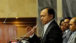 Sekjen Partai Nasdem Patrice Rio Capella saat memberikan keterangan pers terkait hasil lobi antara petinggi Koalisi Indonesia Hebat dengan Koalisi Merah Putih, Jakarta, Kamis (13/11/2014) (Liputan6.com/Andrian M Tunay)