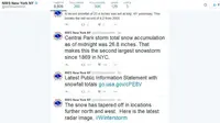 Pelayanan Cuaca Nasional New York menyebut badai salju kali ini merupakan kedua yang terburuk sejak 1869. (Twitter NWS NewYork)