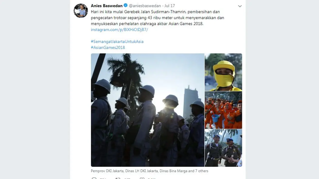 Gubernur DKI Jakarta, Anies Baswedan, diprotes oleh netizen gara-gara unggahan ini. (Twitter Anies Baswedan)