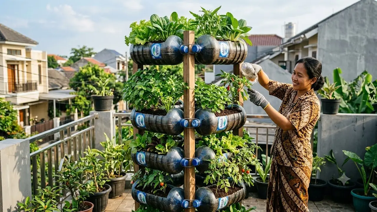 Ide Galon Bekas Jadi Pot Sayur Gantung/AI Generated
