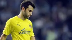 Reaksi striker Villarreal Giuseppe Rossi pada leg pertama semifinal Europa League kontra FC Porto di Estadio do Dragao, Porto, 28 April 2011. AFP PHOTO/JAVIER SORIANO