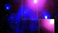 Gambar menunjukkan apa yang telah diamati oleh para ilmuwan sebagai ledakan terbesar di alam semesta, terjadi di kluster galaksi Ophiuchus. (Liputan6/International Centre For Radio Astronomy Research)