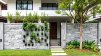 Model Pagar Rumah Minimalis Batu Alam. Foto: Woro Anjar Verianty via Qwen AI