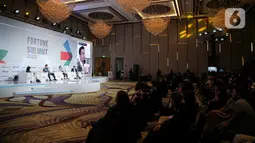 Suasana acara Fortune Indonesia Summit 2022 di Jakarta, Kamis (19/5/2022). Fortune Indonesia Summit 2022 diisi dengan talkshow yang mengulas berbagai topik menarik seputar ekosistem bisnis. (Liputan6.com/Faizal Fanani)