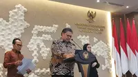 Menteri Koordinator Bidang Perekonomian, Airlangga Hartarto dalam konferensi pers tentang capaian Pertumbuhan Ekonomi Indonesia (dok: Arief)