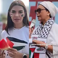 Lihat di sini beberapa potret gaya public figure saat ikut aksi damai bela Palestina hari ini, Minggu (5/11/2023) di Monas.