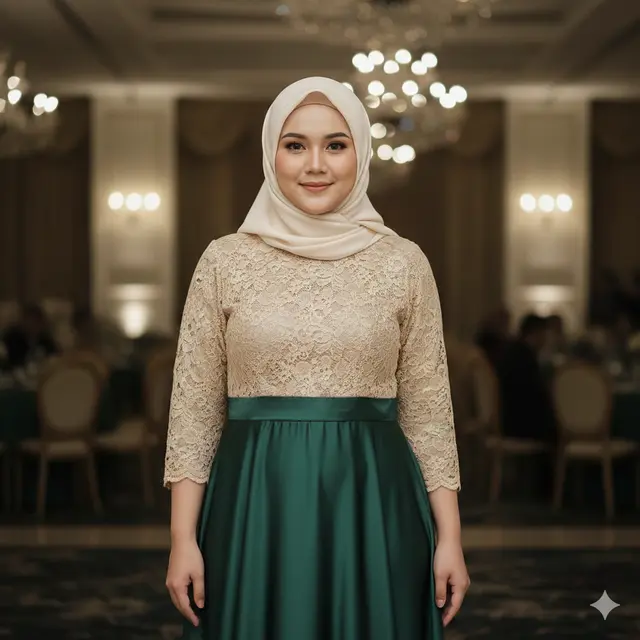 Model Dress Brokat untuk Orang Gemuk dan Pendek (Foto: Gemini AI)