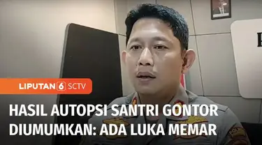 Polisi merilis hasil autopsi terhadap jenazah santri Ponpes Gontor yang merupakan warga Palembang. Hasil autopsi, ditemukan luka memar akibat pukulan benda tumpul di area dada korban.