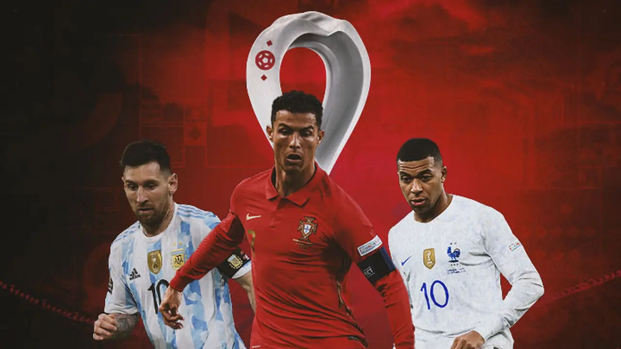 Piala Dunia - Lionel Messi, Cristiano Ronaldo, Kylian Mbappe