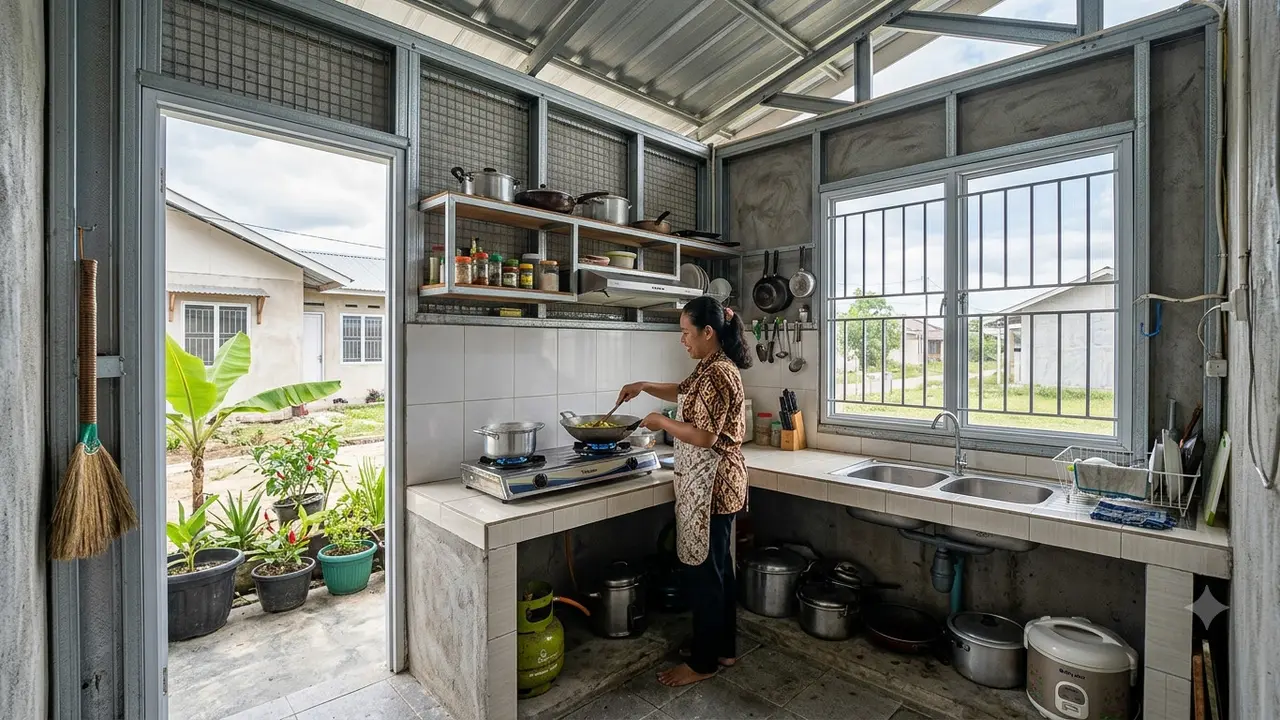 Desain Dapur Dinding Baja Ringan yang Kokoh Tahan Angin