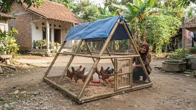 Model kandang ayam broiler sederhana untuk usaha rumahan model lipat bentuk huruf A