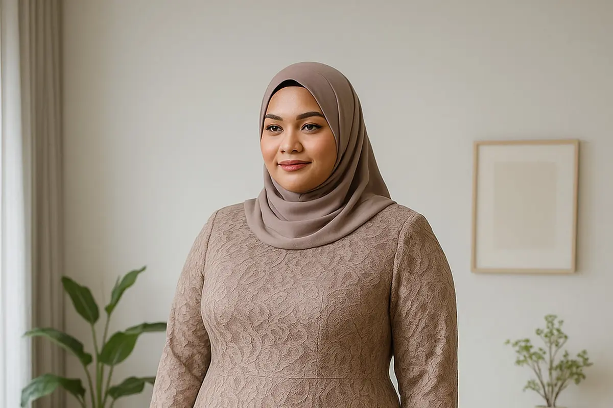 9 Rekomendasi Gamis Brokat untuk Orang Gemuk, Tampil Anggun dan Nyaman Dipakai