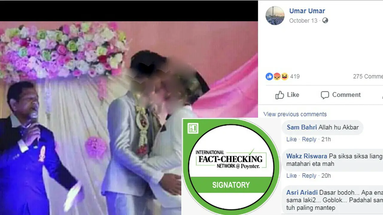 [Cek Fakta] Hoaks, Foto Pernikahan Sesama Jenis