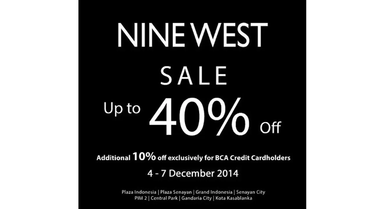 Nine West Diskon 40 Persen, Harga Mulai Rp 90 Ribuan
