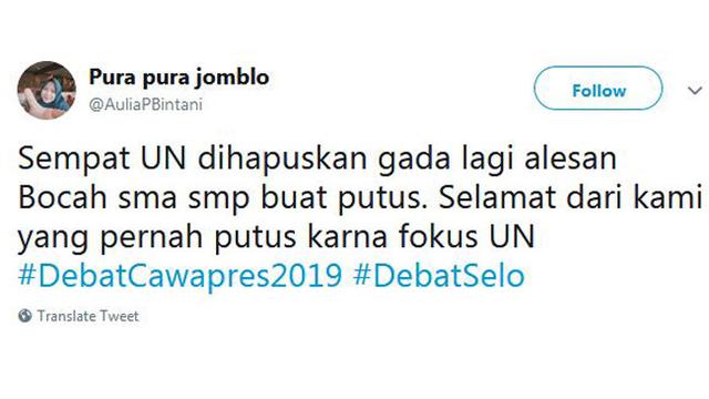 7 Twit Kocak Penghapusan UN di Debat Cawapres, Ujungnya Bikin Baper