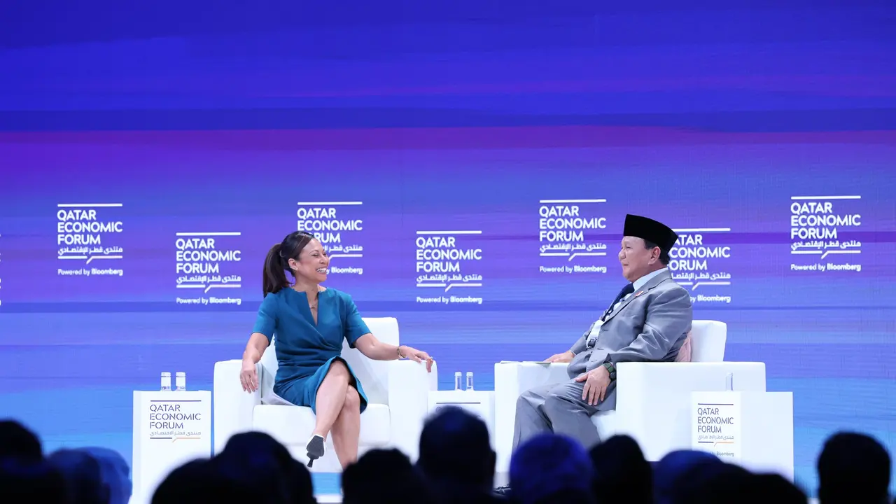 Presiden terpilih Prabowo Subianto saat menghadiri Qatar Economic Forum di Doha, Rabu (15/4/2024)