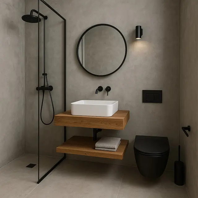 Model Kamar Mandi dengan Dinding Plester Aci Minimalis