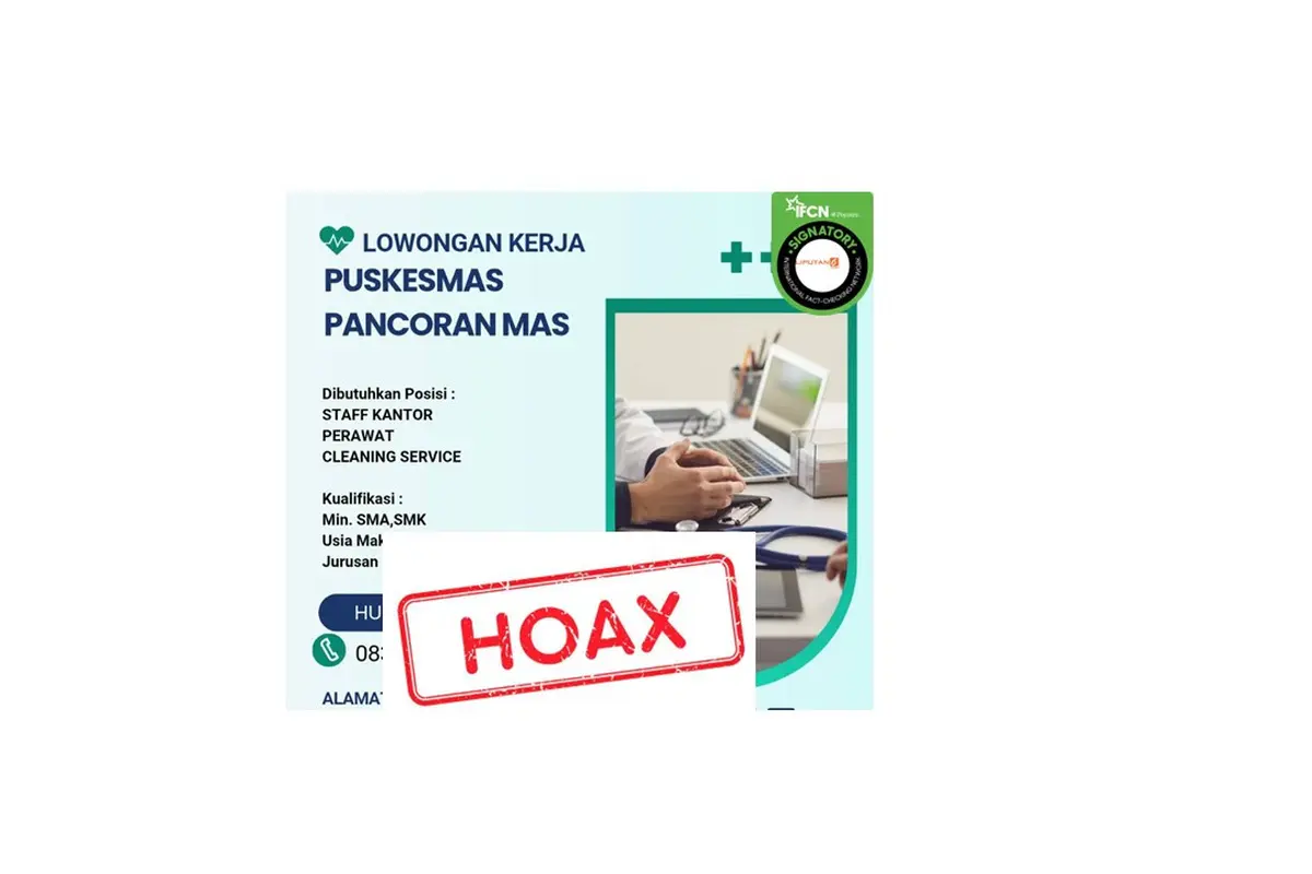 Cek fakta lowongan kerja di Puskesmas Pancoran Mas