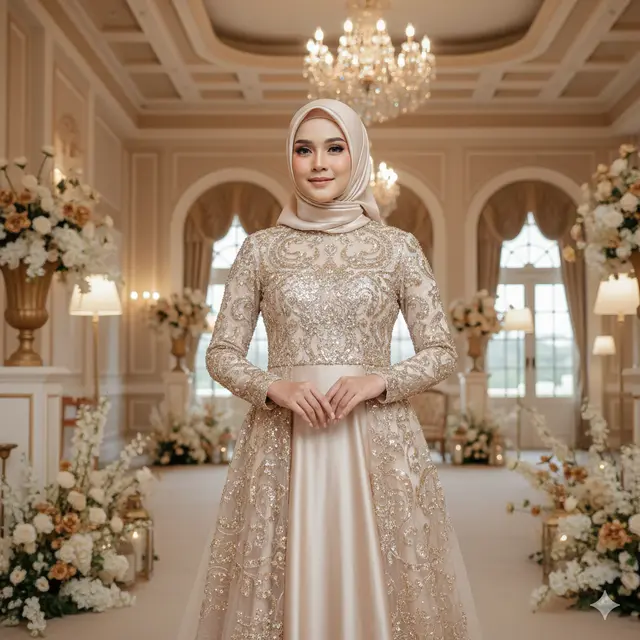 Model Gamis Terbaru Kombinasi Tile