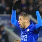 Penyerang asal Algeria, Islam Slimani akhirnya memutuskan meninggalkan Leicester City dan bergabung dengan Newcastle United dengan nilai transfer sebesar 30 juta pound sterling. (AFP/Lindsey Parnaby)