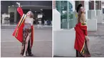 Kenakan kebaya model backless dan dengan belahan di bagian pahanya, penampilan Gabriella Ekaputri dikomentari netizen. Gaby kenakan kebaya warna cokelat yang memadukan brokat untuk atasannya dan batik untuk roknya. Meski banyak yang mengomentari kebayanya, namun tak sedikit netizen yang justru fokus pada pencapaian bintang web series Antare ini. (Liputan6.com/IG/@gabriellaekaputri)