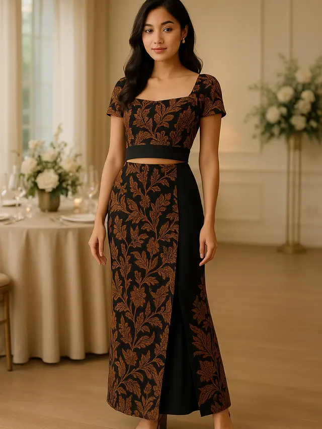 Model rok batik kombinasi kain polos