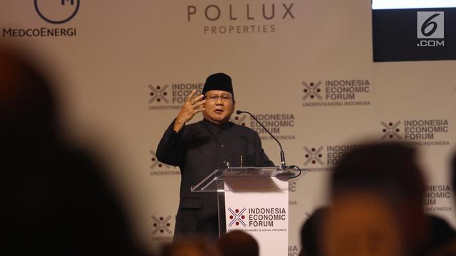 Prabowo Pidato di Indonesia Economic Forum