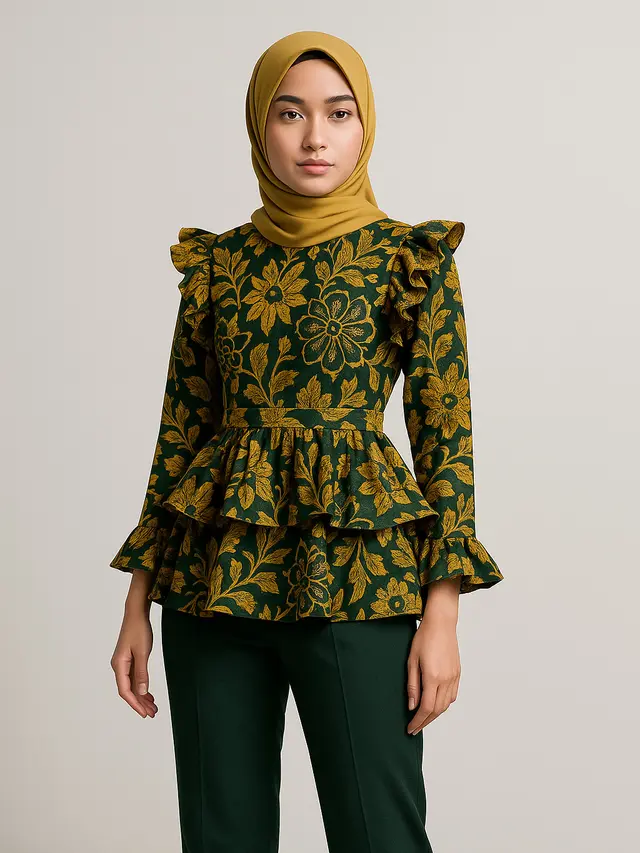 9 Model Atasan Batik Peplum, Bikin Tampilan Jadi Fashionable dan Elegan (sumber:AI)