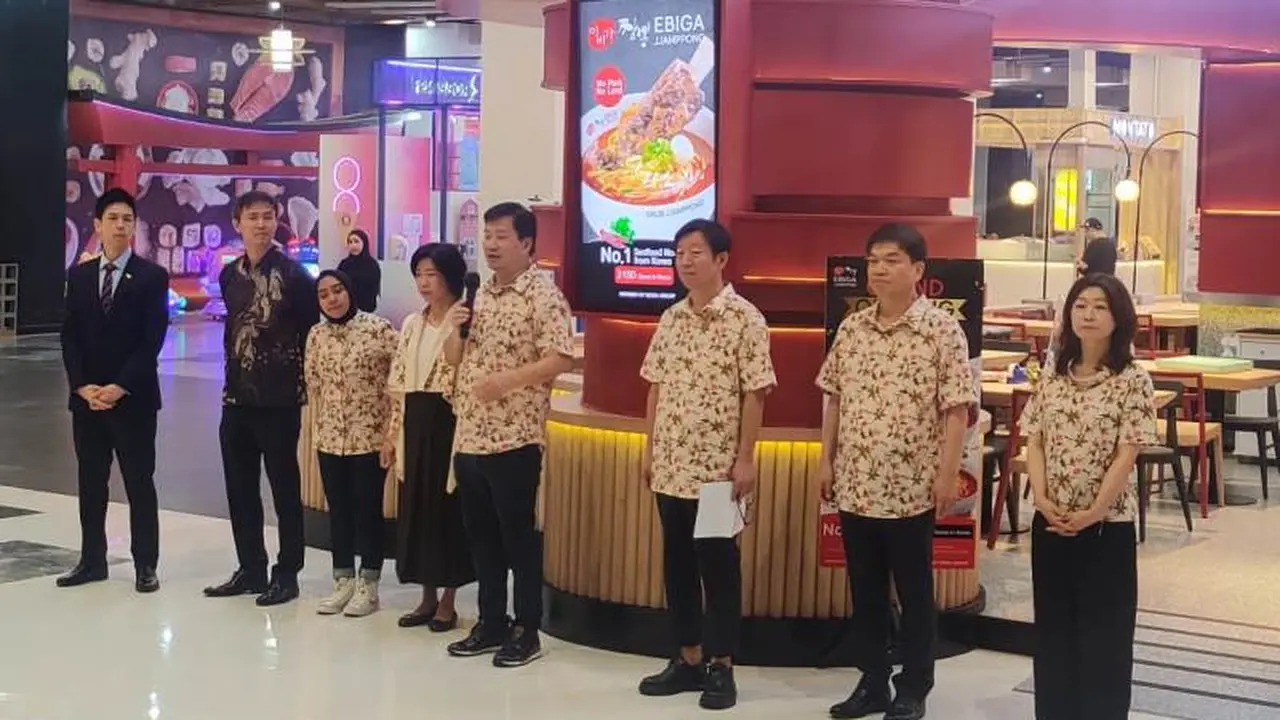 Grand Opening Restoran Khas Korea, Ebiga Jjamppong di Jakarta Barat, Rabu, 6 Maret 2024.  (Liputan6.com/Henry)