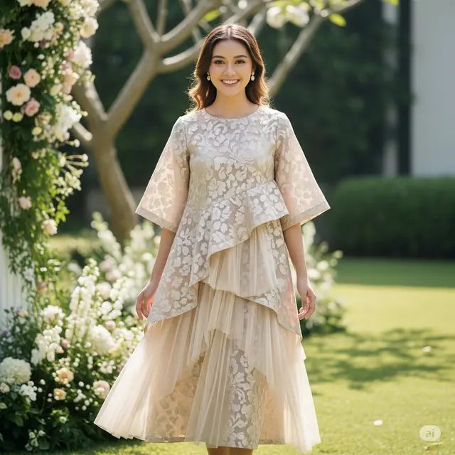 Dress Midi Layer Champagne