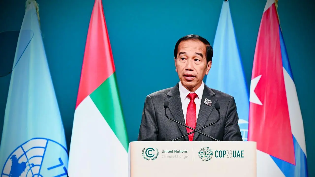 Presiden Joko Widodo atau Jokowi menghadiri KTT G77 dan China dalam rangkaian World Climate Action Summit (WCAS) COP28 di Dubai, Uni Emirate Arab, Sabtu (2/12/2023)